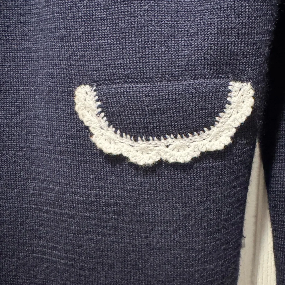 Tartine et Chocolat Navy Cardigan with White Trim